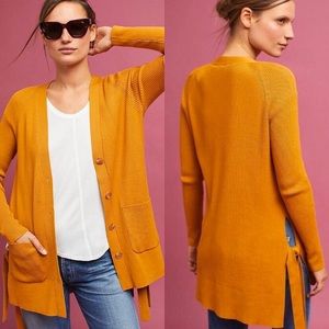 ANTHROPOLOGIE Moth Anna Ribbed Mustard Cardigan